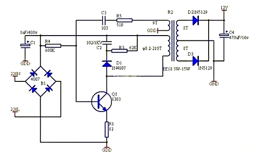 開關(guān)電源適配器電路圖